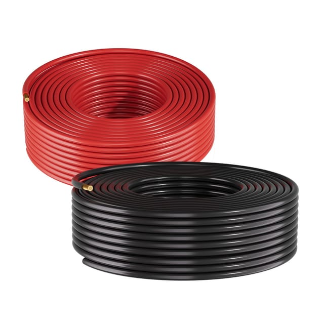Solarmodulkabel, 15,24 M Set, Schwarz + Rot, 10 Awg (6 Mm²), Photovoltaik-verlängerungskabel, Verzinnter Kupferdraht, Für Netzunabhängige Außeninstallationen, Auto, Wohnmobil, Boot, Ip67
