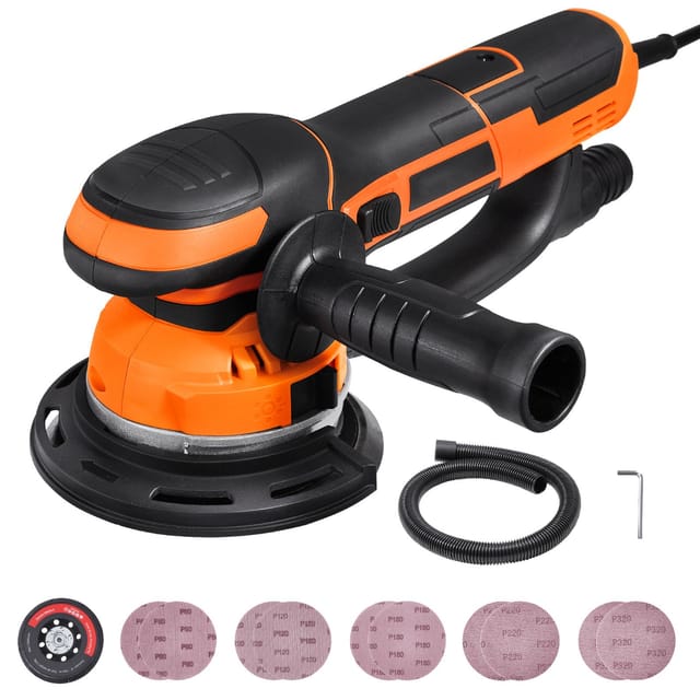 Exzenterschleifer (150 Mm), Doppelfunktion (da & Ga), 850 W, 7400 U/min, 6 Geschwindigkeitsstufen, 10 Schleifblätter, Staubabsauganschluss Für Holz