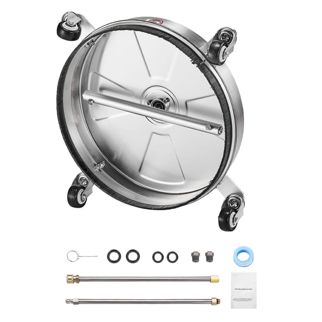 15-zoll-hochdruck-flächenreinigeraufsatz Aus Edelstahl Mit 4 Rädern, Max. 4000 Psi, 1/4"-schnellanschluss, 2 Sprühdüsen, 2 Verlängerungslanzen Für Beton, Terrassen Und Patios