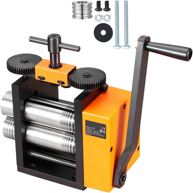 75-mm-schmuckwalzwerk, 3-in-1-maschine, Übersetzungsverhältnis 1:2, Pressdicke 0,03–6,5 Mm Für Metallplatten, Vierkant- Und Halbrunddrähte