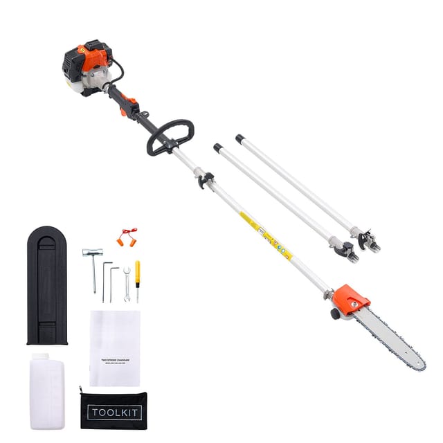 25-cm³-2-takt-benzin-stangenkettensäge, 30,5 Cm Klinge, Akku-astschere Mit 650-ml-tank, 2,12 Bis 3,62 M Teleskopstange, Leistungsstark Zum Beschneiden Und Stutzen Von Bäumen