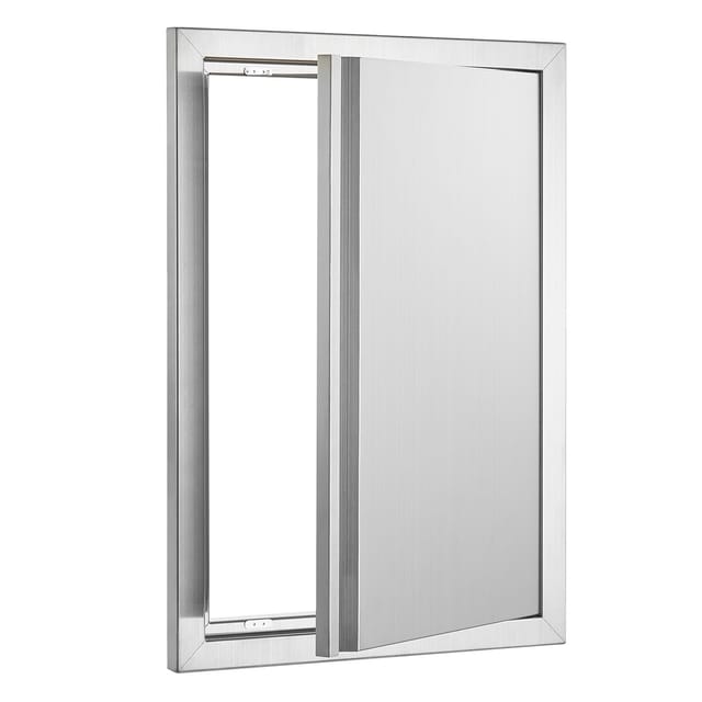 Grilldurchführung 432 X 610 Mm, Einflügelig, Für Außenküchen Aus Edelstahl, Einbaumontage, Vertikale Wandöffnung Mit Eingelassenem Griff, Für Grillinsel, Kochstation, Außenschrank