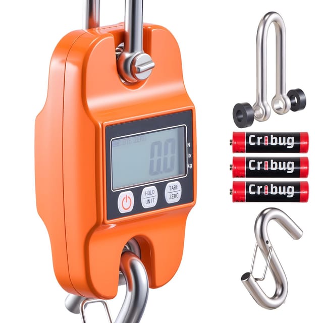 Digitale Kranwaage (400 Kg), Tragbare Hängewaage Mit Gehäuse Aus Aluminiumdruckguss Und Lcd-anzeige, 100 G Genauigkeit, 3 Einheiten, Automatische Abschaltung, Für Landwirtschaft, Jagd Und Angeln, Farb