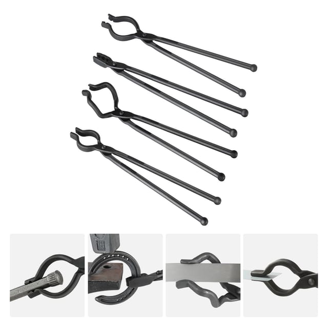 Schmiedezangen-set, 45,7 Cm, 4-teilig, V-bit-bolzenzange, Wolfsbackenzange, V-bit-zangen Und Greifer, Kohlenstoffstahl Mit A3-stahlnieten, Für Anfänger Und Erfahrene Schmiede Und Messermacher