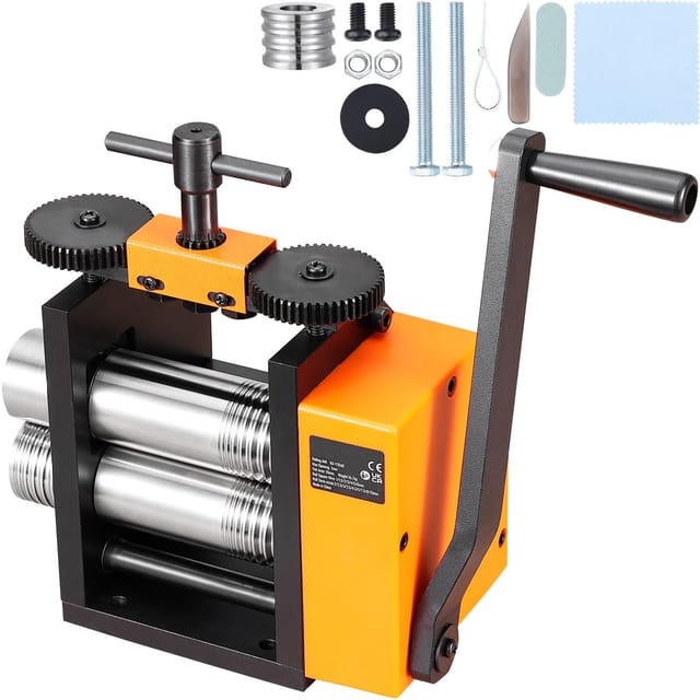 76-mm-schmuckwalzwerk, 3-in-1-maschine Mit 1:2-übersetzungsverhältnis, Einstellbare Dicke 0,1–7 Mm Für Metallbleche, Vierkantdrähte Und Halbkreisförmige Muster