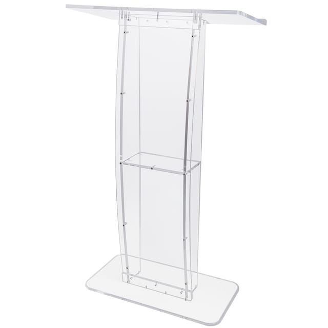 Rednerpult Aus Transparentem Acrylglas, 119 Cm Hoch, Mit Großer Lesefläche Und Ablagefläche, Freistehend, Geeignet Für Kirche, Büro Und Schule