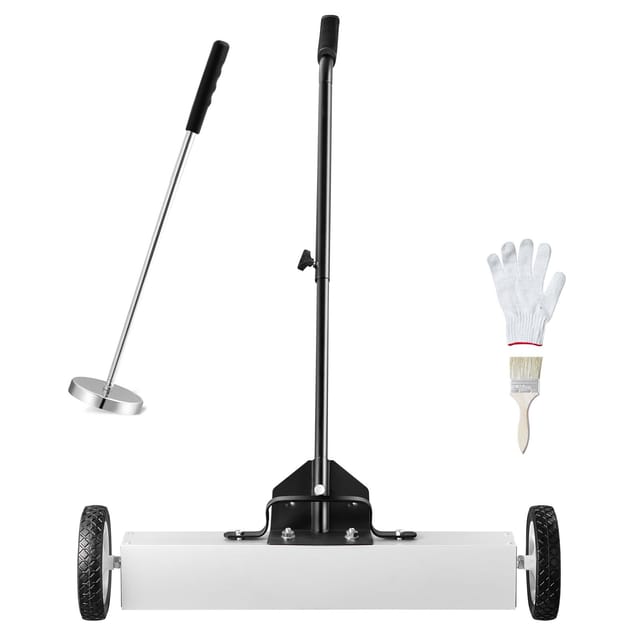 Magnetkehrer (61 Cm) Mit Rädern, 22,7 Kg Tragkraft, Teleskopmagnet, Verstellbarem Griff, Zum Aufsammeln Von Nägeln Und Schrauben, Für Werkstatt, Garage Und Garten