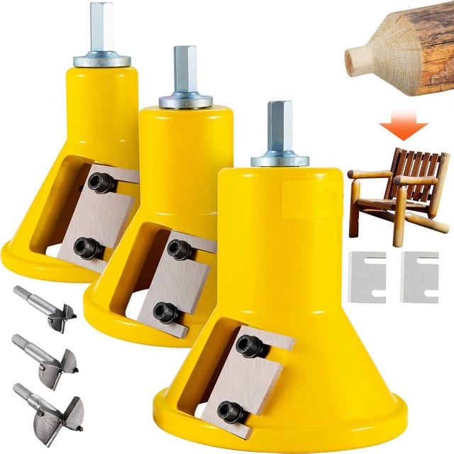 Zapfenschneider, 25,4 Mm, 38 Mm Und 50,8 Mm, Professionelles Aluminium- Und Stahlset Für Runde Holzmöbel, Mit Doppelten Geraden Klingen Und Knopfschrauben, Einsteigerset Für Heimwerker