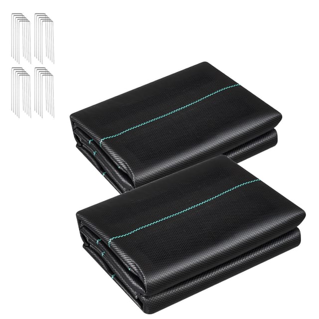 Hochleistungsfähiges Unkrautvlies, 2 Rollen, 0,9 X 15,2 M, 90,7 G, Gewebtes Geotextil Für Garten, Unkrautunterdrückende Bodenmulchfolie, Unkrautbekämpfung, Schwarz