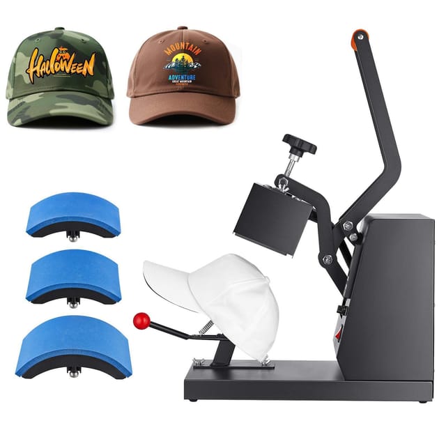 4-in-1-hutpresse, 15,24 X 7,6 Cm Kappen-heißsiegelgerät, Aufsteckbarer Sublimationstransfer, Lcd-digitaltimer Und Temperaturregelung Mit 4 Gebogenen Heizelementen (15,24 X 7,6/17 X 6,86/17 X 6,86/20,5