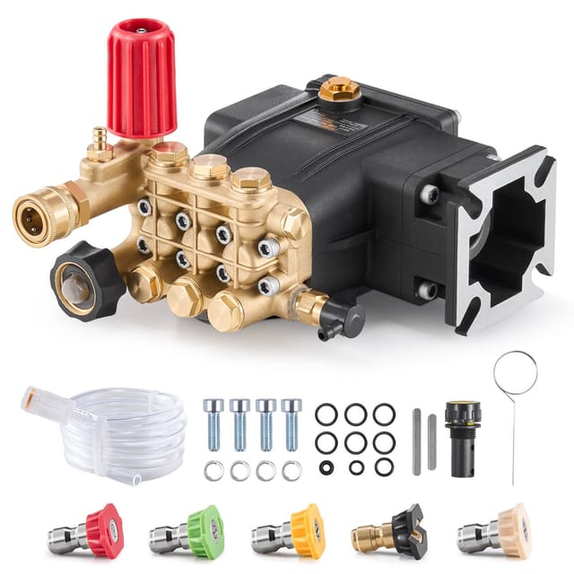 Hochdruckreinigerpumpe, 19 Mm (3/4") Horizontale Welle, Triplex-kolben, 227 Bar (3300 Psi), 9,5 L/min (2,5 Gpm), Ersatzteilset Für Reinigerpumpen Mit 5 Düsen, Kompatibel Mit Simpson Morflex 40224/25/2