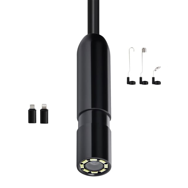 Endoskopkamera Mit Beleuchtung, 1920p Hd-boreskop Für Android Und Ios, 8-led-inspektionskamera Mit 5 M Langem, Halbstarrem Kabel, 2-facher Zoom, Wasserdichte Ip67-schlangenkamera Für Kfz- Und Sanitäri