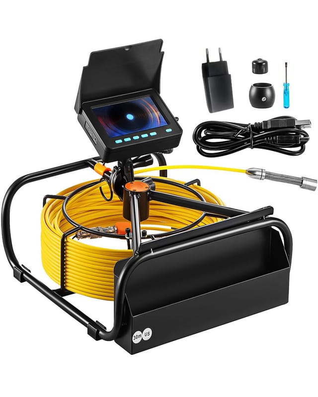 Rohrinspektionskamera, 30 M/98 Ft, 4,3-zoll-abflusskamera Mit Beleuchtung, 6 Einstellbaren Leds, 16-gb-speicherkarte, 3-fachem Zoom Und 8500-mah-hochleistungsakku, Ip68 Wasserdichte Sanitärkamera Für