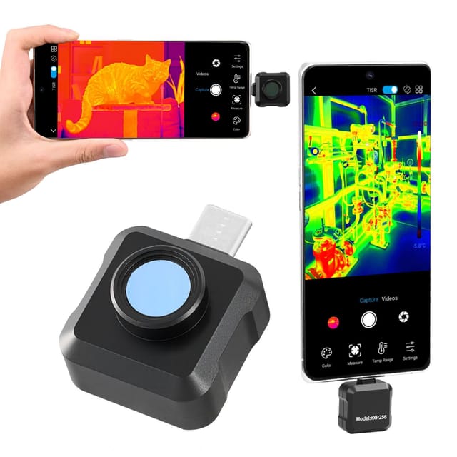 Wärmebildkamera Für Android, 512 X 384 Tisr-auflösung, 25 Hz Bildwiederholfrequenz, Infrarot-bildsensor Für Smartphones Und Tablets, 256 X 192 Ir-auflösung, -20 °c Bis 550 °c, 15 Farbpaletten