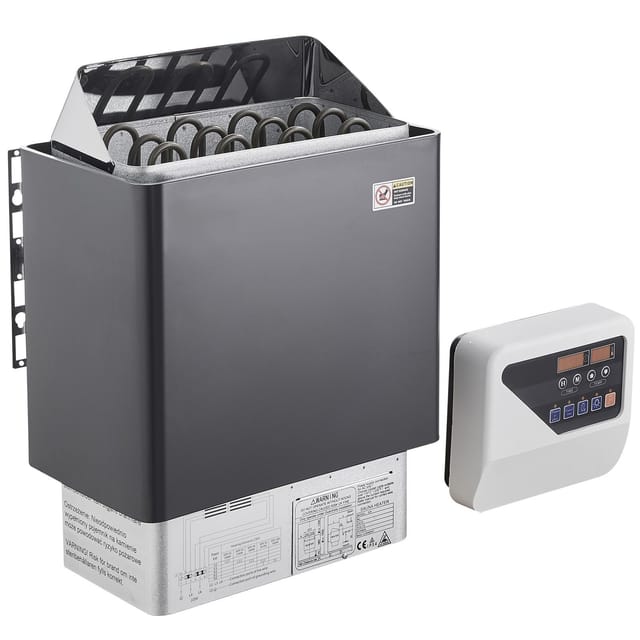 Elektrischer Saunaofen, 6 Kw, 400 V, 3 N, Tragbarer Saunaofen Für Drinnen Und Draußen Mit 3-stunden-timer, Digitaler Steuerung Für 5–9 M³, Für Zuhause, Hotel, Spa, Max. 110 °c