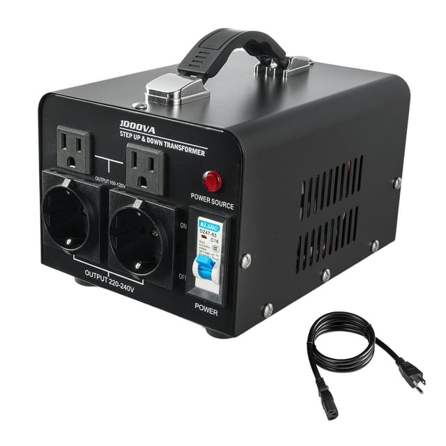 1000-va-spannungswandler-transformator, Hochleistungs-aufwärts-/abwärtswandler 110 V Auf 220 V Und 220 V Auf 110 V, Us- Und Eu-stecker, Netzkabel, Schutzschalter