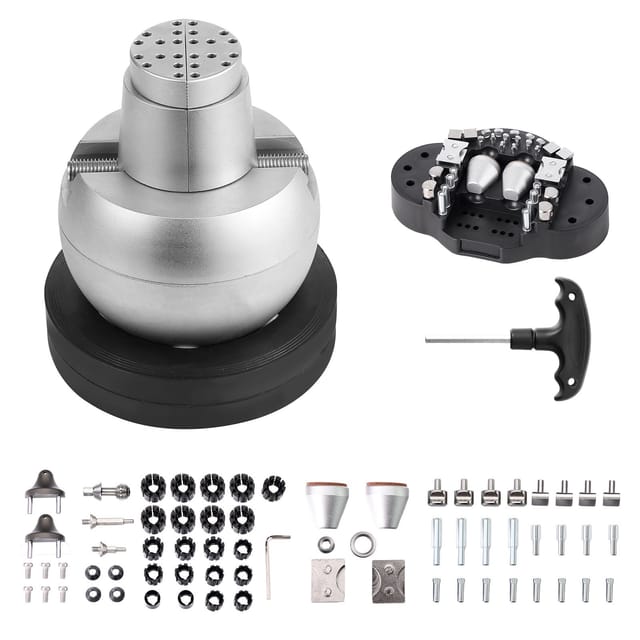 13-cm-kugelschraubstock, Gravierspannvorrichtung, Um 360° Drehbarer Gravierblock, 69 Zubehörteile, Standardständer Für Schmuckherstellung, Steinfassen Und Kleine Gravuren