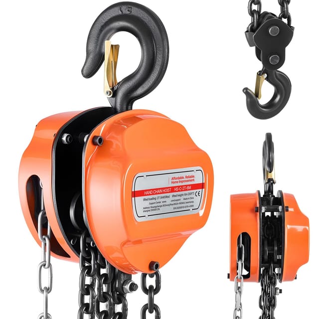 2-tonnen-handkettenzug, Handkettenzug Mit Verstärkter, Verzinkter G80-kette, 6 M Hubhöhe, Robuster Flaschenzug Für Garage, Lager, Kfz- Und Maschinenbau, Orange
