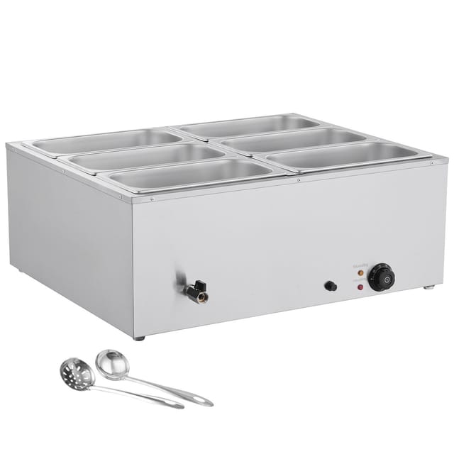 Professioneller Elektrischer Speisenwärmer Aus Edelstahl Mit 1500 W Leistung, Deckel, 6-fächer-schnellheiz-bain-marie Für Buffets, Mit Suppenkellen Und Schaumlöffeln, Für Caterer, Restaurants Und Empf