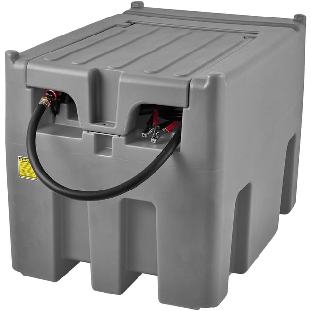 Mobiler Dieseltank, 439,1 L Fassungsvermögen, 37,85 L/min Fördermenge, Kraftstofftank Mit 12-v-elektropumpe Und 399,3 Cm Langem Gummischlauch, Pe-tank Für Einfachen Transport, Grau
