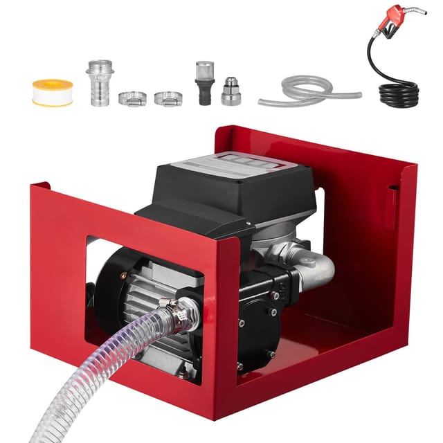 230-v-kraftstoffförderpumpe, 60 L/min, Elektrisch Für Diesel, Kerosin Und Biodiesel, Mit Zähler, Automatischer Zapfpistole Und 2 Schläuchen, 13,7 M Förderhöhe, Für Fahrzeuge Und Baustellen