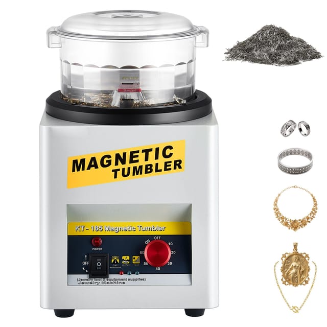 Kt-185 180-mm-magnetpoliermaschine Für Schmuck, Polierzylinder Mit Einstellbarer Drehrichtung Und Timer, Schmuckpoliermaschine