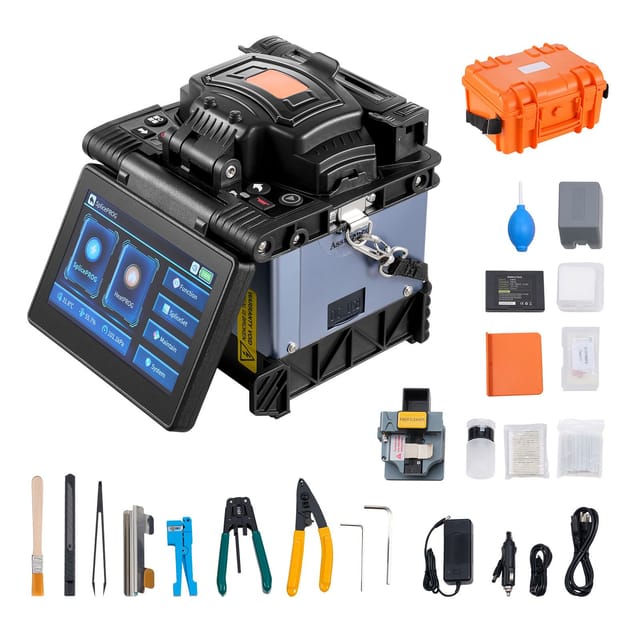 Glasfaser-spleißgerät Mit 6 Motoren, Kernausrichtung, 6-sekunden-spleißzeit Und 13-sekunden-aufheizzeit, Optisches Fusionsspleißgerät Mit 5-zoll-touchscreen, 3-in-1-faserunterstützung, 7800-mah-akku F