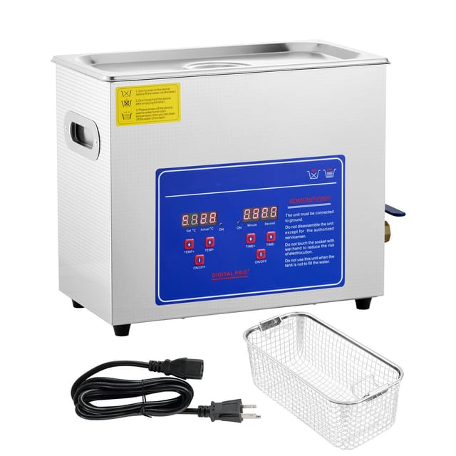 Professionelles 6-liter-ultraschallreinigungsgerät Mit Digitalem Timer Und Heizung, Edelstahlbehälter Für Schmuck, Brillen, Uhren, Ringe Und Kleinteile, 40 Khz