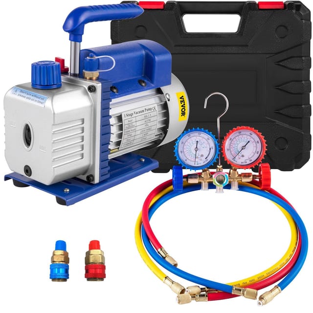 Vakuumpumpe Mit 113 L/min (4 Cfm), 246 W (1/3 Ps) Für Klimaanlagen, Vakuumkammern, Trocknung, Hlk, Kältemittel R22, R12, R134a Und R502 Mit Klimaanlagenadapter