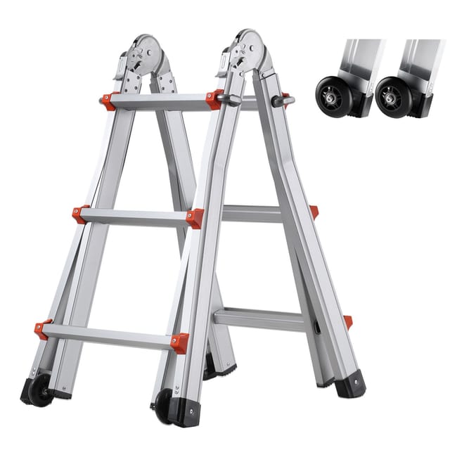 3,4 M Lange, Klappbare A-rahmen-teleskopleiter Aus Aluminium, Multifunktionale, Tragbare Leiter Für Wohnmobile, Treppen, Innen- Und Außenbereich, Dach, Tragkraft 150 Kg