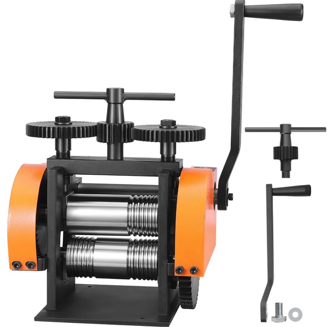 45-mm-schmuckwalzwerk, 3-in-1-walzmaschine, Übersetzungsverhältnis 1:2,4, Einstellbare Dicke 0–6 Mm Für Bleche, Vierkant- Und Halbrunddraht