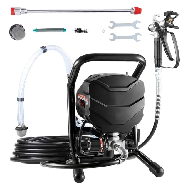Airless-farbspritzgerät Auf Ständer, 650 W, Hohe Effizienz, 3000 Psi, Elektrisches Gerät Mit Verlängerungskabel Und Reinigungsset Für Möbel, Zäune Und Den Innen- Und Außenbereich.