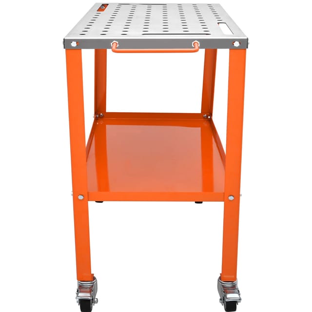 Schweißtisch 91,4 X 45,7 Cm, Stahlwerkbank, Tragkraft 544 Kg, Auf Rollen, 2 Ebenen, Verstellbarer Schraubstock, Bremsen, 4 Schlitze, 1,6 Cm Löcher