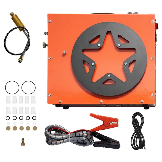 Tragbarer 30-mpa-/4500-psi-pcp-luftkompressor Für Luftgewehre, Wasserkühlung Und Eingebauter Lüfter, Automatische Abschaltung, 12 V Dc/230 V Ac Für Tauchflaschen Und Paintball