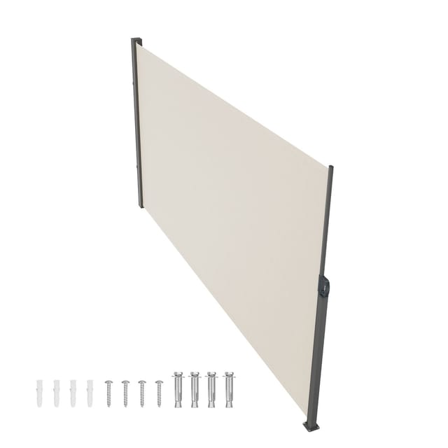 Einziehbare Außenmarkise 180 X 350 Cm, 180 G/m² Wasserdichtes Polyester-sichtschutzgewebe, Uv-schutz 30+, Für Terrasse, Garten Und Balkon, Beige