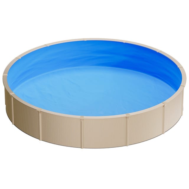 Runde Poolfolie (365,7 Cm Durchmesser), Pvc-gewebe Mit Laschen Für 90 Cm Hohe Wände, Blau, Einfache Montage Mit Wasserdichten Flicken, Für Oberirdische Stahlwandpools, Für Den Außenbereich