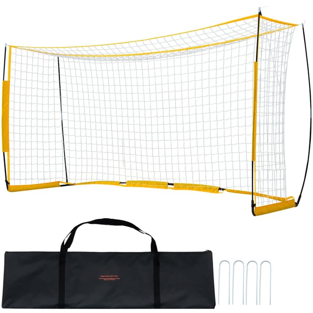 Tragbares Fußballtor, 3,6 X 1,8 M, Fußballnetz Für Erwachsene Und Kinder, Großes Trainingstor, Stahl- Und Fiberglasrahmen, Komplettset Mit Tragetasche, Gelbe Außenfarbe