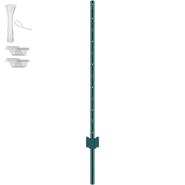10er-packung 1,20 M Lange Zaunpfähle, Verstärkte U-profile Aus Stahl, Robuste Metallpfähle Für Garten-, Rasen-, Landwirtschafts- Und Außenzäune, Grün