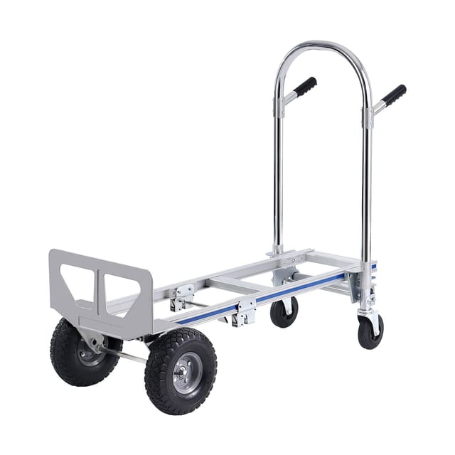 2-in-1-aluminium-sackkarre, 362,9 Kg Tragkraft, Robuster, Faltbarer Industrie-transportwagen, Der Sich In Eine Ladefläche Mit Gummirädern Verwandeln Lässt.