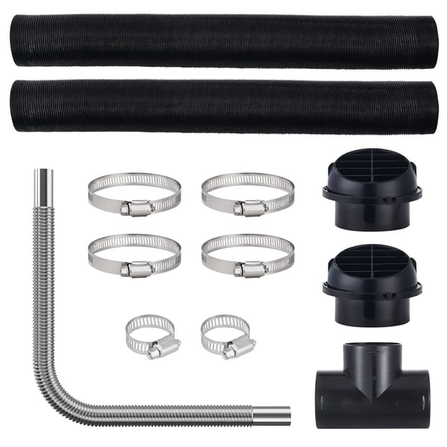 Dieselheizungs-kanalset, 76 Mm Ausziehbarer Luftschlauch, 25 Mm Edelstahl-abgasrohr, 2 Lüftungsgitter, T-förmiger Luftauslassanschluss Und Schlauchschellen, Für Stationäre Dieselheizungen Mit 2 Kw/5 K