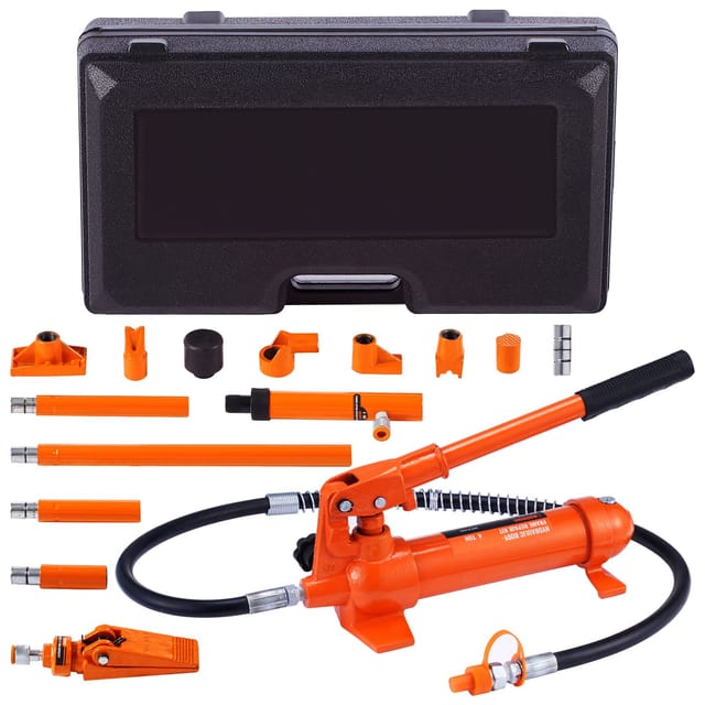 Porta Power 4-tonnen-set, Tragbarer Hydraulikheber Mit 1,2 M Ölschlauch, Reparaturset Für Autochassis Mit Aufbewahrungskoffer Für Pkw, Lkw, Landwirtschaft (3992 Kg)