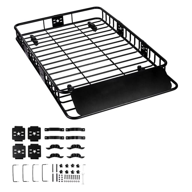 Autodachkorb, 162,6 Cm X 99,1 Cm X 15,2 Cm, Dachträger Mit Erweiterung, Hochbelastbarer Stahl, 90,7 Kg Tragkraft, Universeller Korb Für Suvs Und Lkws