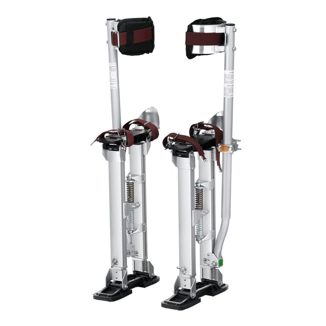 Stuckateurstelzen, 46–76 Cm Verstellbar, Aus Aluminium Mit Knieschonern, Rutschfest Und Robust, Zum Streichen, Gehen Und Verleimen Von Gipskartonplatten, Silberfarben