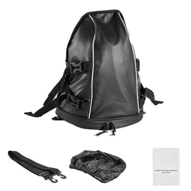 10-liter-motorradsatteltasche, Wasserdichte Hecktasche Mit Regenhülle, Outdoor-sport-aufbewahrung Für Motorradfahrer, Heckkoffer, Rucksack Und Schultertasche Mit Innentasche, Schwarz