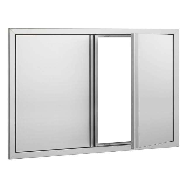 Zugangstür Zum Grillplatz, 914 X 610 Mm Doppelaußentür Für Die Küche, Einbautür Aus Edelstahl, Vertikale Wandtür Mit Eingelassenen Griffen, Für Grillinsel, Grillstation, Außenschrank