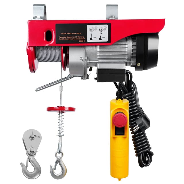 Elektrische Seilwinde, 249,5 Kg, 510 W, 220 V, Stahlseilzug Mit Kabelgebundener Fernbedienung, Hubhöhe 427 Cm, Hubhöhe 1219 Cm, Einzelkabel Und Reinkupfermotor, Für Garage, Werkstatt, Fabrik