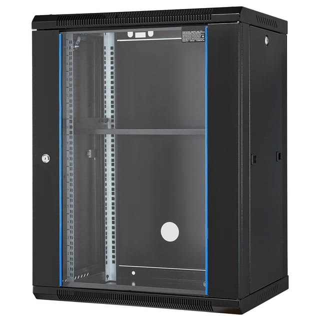 15 He Wand-netzwerkschrank, 45,7 Cm Tief, Mit Glastür Und Schloss