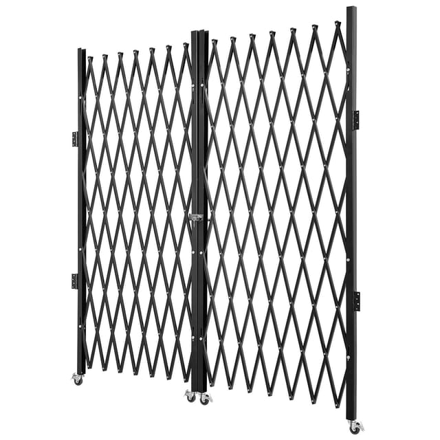 Doppelfaltbares Sicherheitstor, 382 × 214 Cm (b × H), Aus Stahl, Flexibel Ausziehbar, 360° Drehbar, Mit Scherenschloss Und Schlüsseln