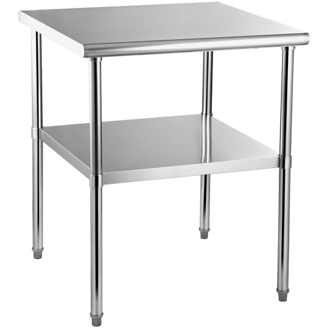 Arbeitstisch Aus Edelstahl, 76 X 76 X 91 Cm, Tragkraft 363 Kg, Robuste Metallwerkbank Mit Unterer Ablage Und Verstellbaren Füßen, Gewerbliche Werkbank Für Küche, Garage, Restaurant, Garten
