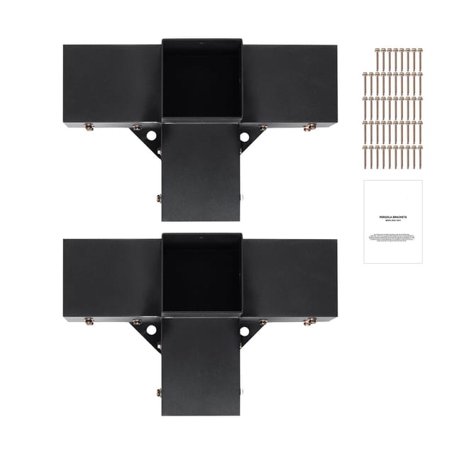 Pergola-befestigungsset, 10,2 X 10,2 Cm, Innenmaße 9,1 X 9,1 Cm, 2-teilig, Verstärkter 4-wege-eckwinkel Für Holzbalken, Heimwerkerbedarf, Terrasse, Pergola, Holzhütte